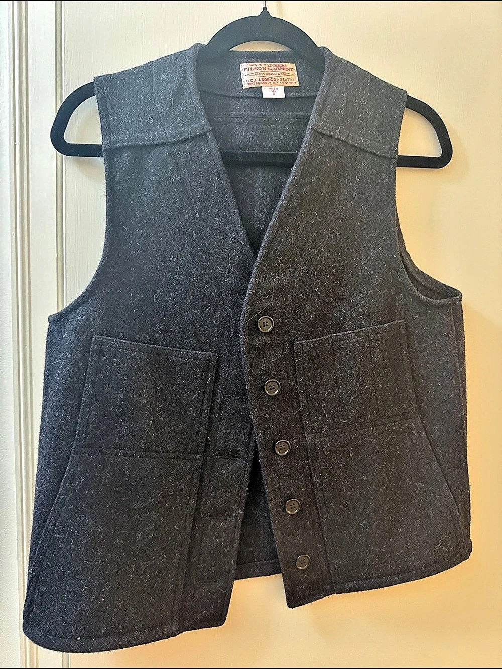 Filson Mackinaw Wool Vest Black Small